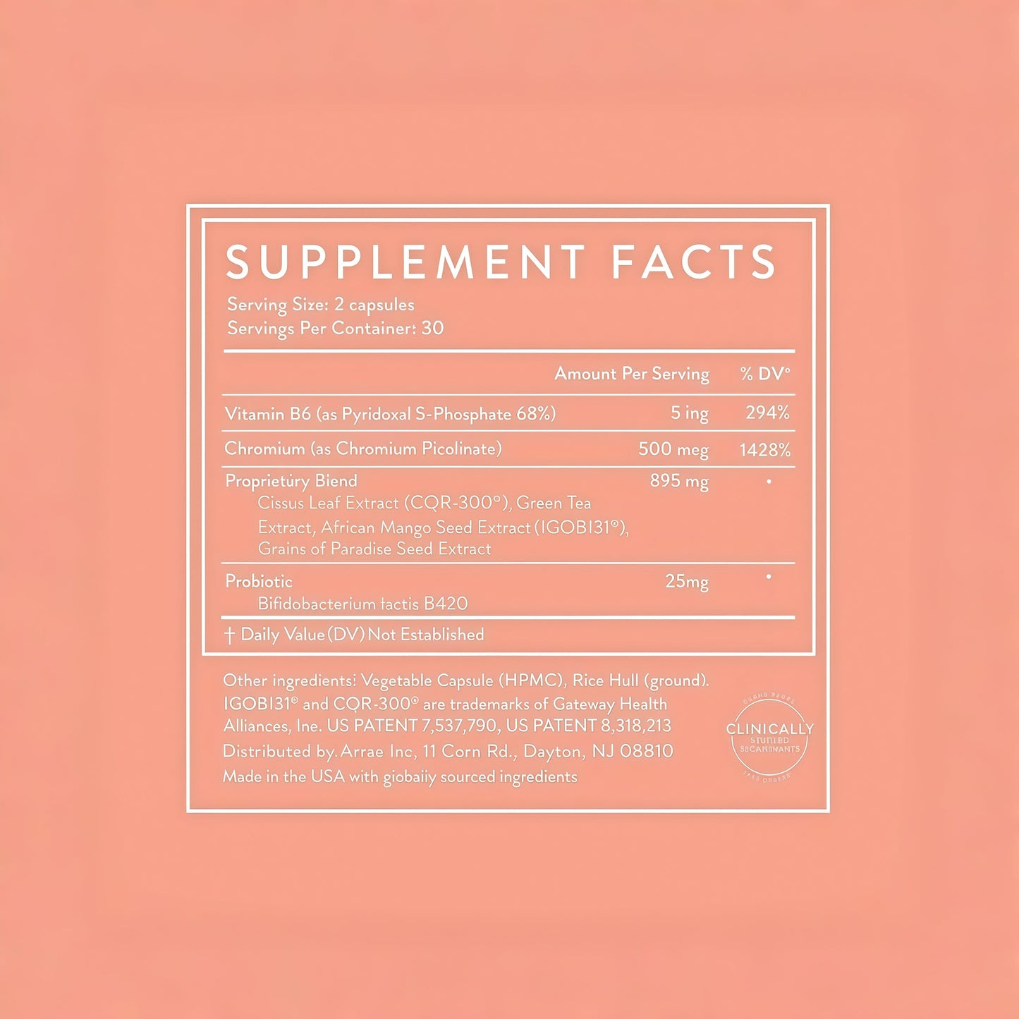 Arrae MB-1, Natural Dietary Supplement, Control Appetite, Increase Energy, Support Healthy Metabolism, 60 Capsules